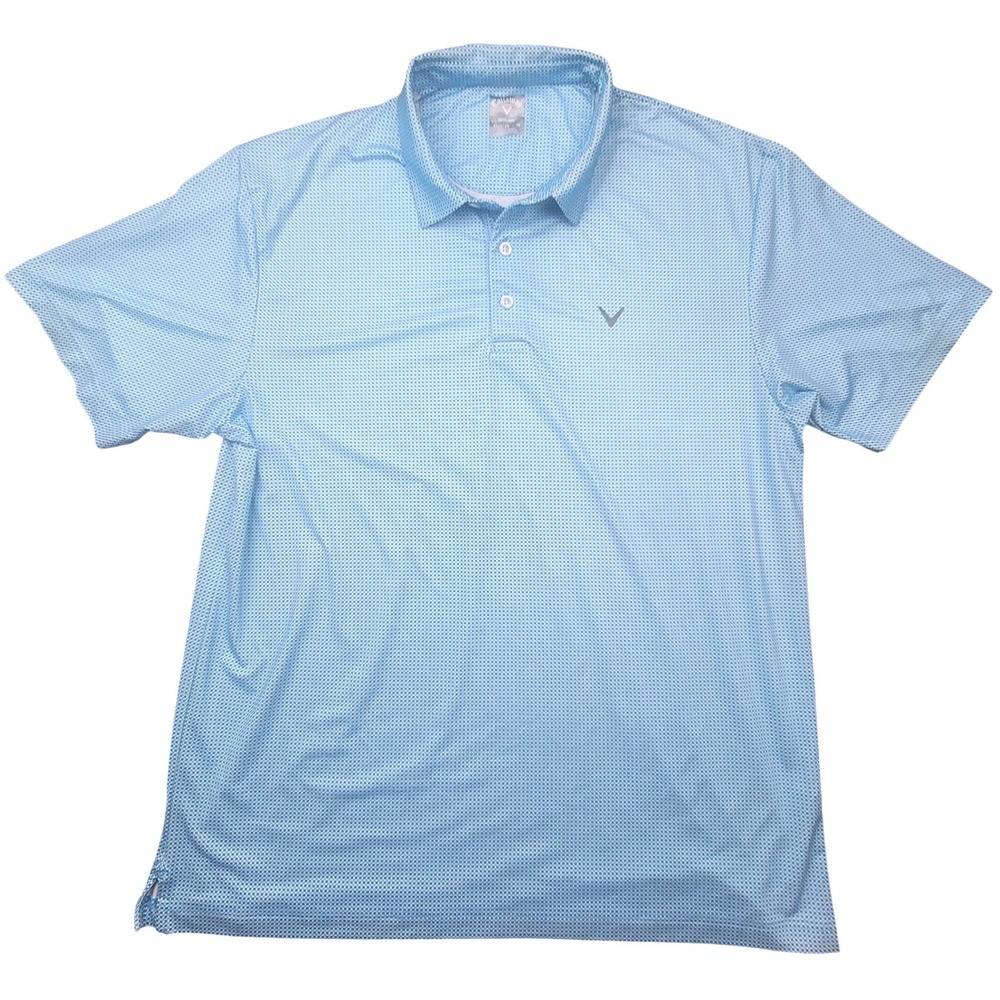 Callaway Mens Opti-Dri Golf Polo Shirt XL Blue White Micro Checkered